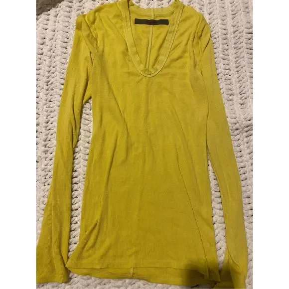 ENZA COSTA Knit Long Sleeve Fitted U Top in Acid $225 - Picture 5 of 7